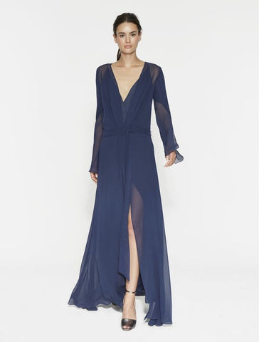 Copy of FLOWY CHIFFON WRAP GOWN - DARK NAVY